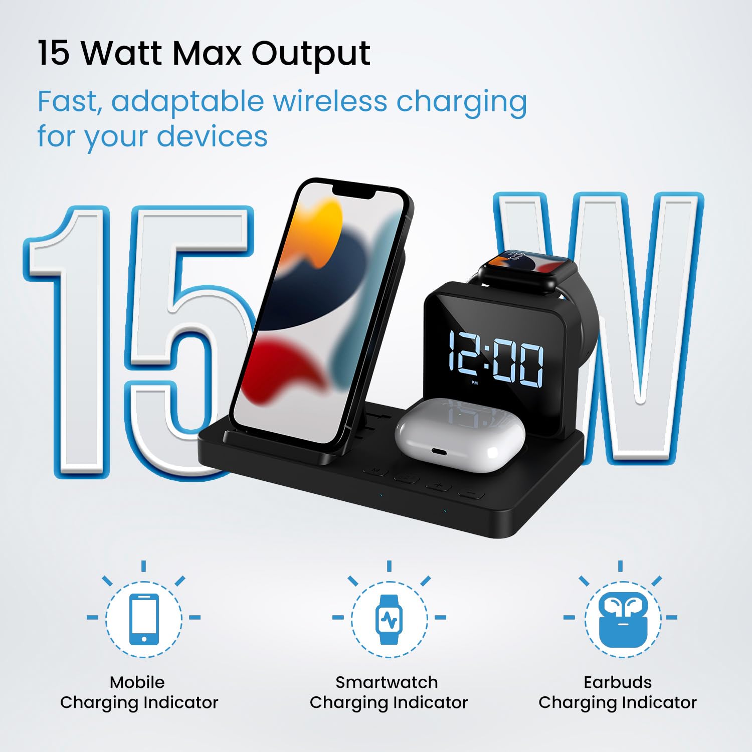 Portronics Bella 15 W 3 in 1 Wireless Charger