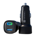 Portronics 80W Dual Output Fast Car Charger with Type-C PD & USB, LED Indicator -black