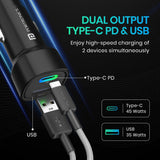 Portronics 80W Dual Output Fast Car Charger with Type-C PD & USB, LED Indicator -black