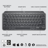 Logitech MX Keys Mini Minimalist Wireless Illuminated Keyboard, Graphite