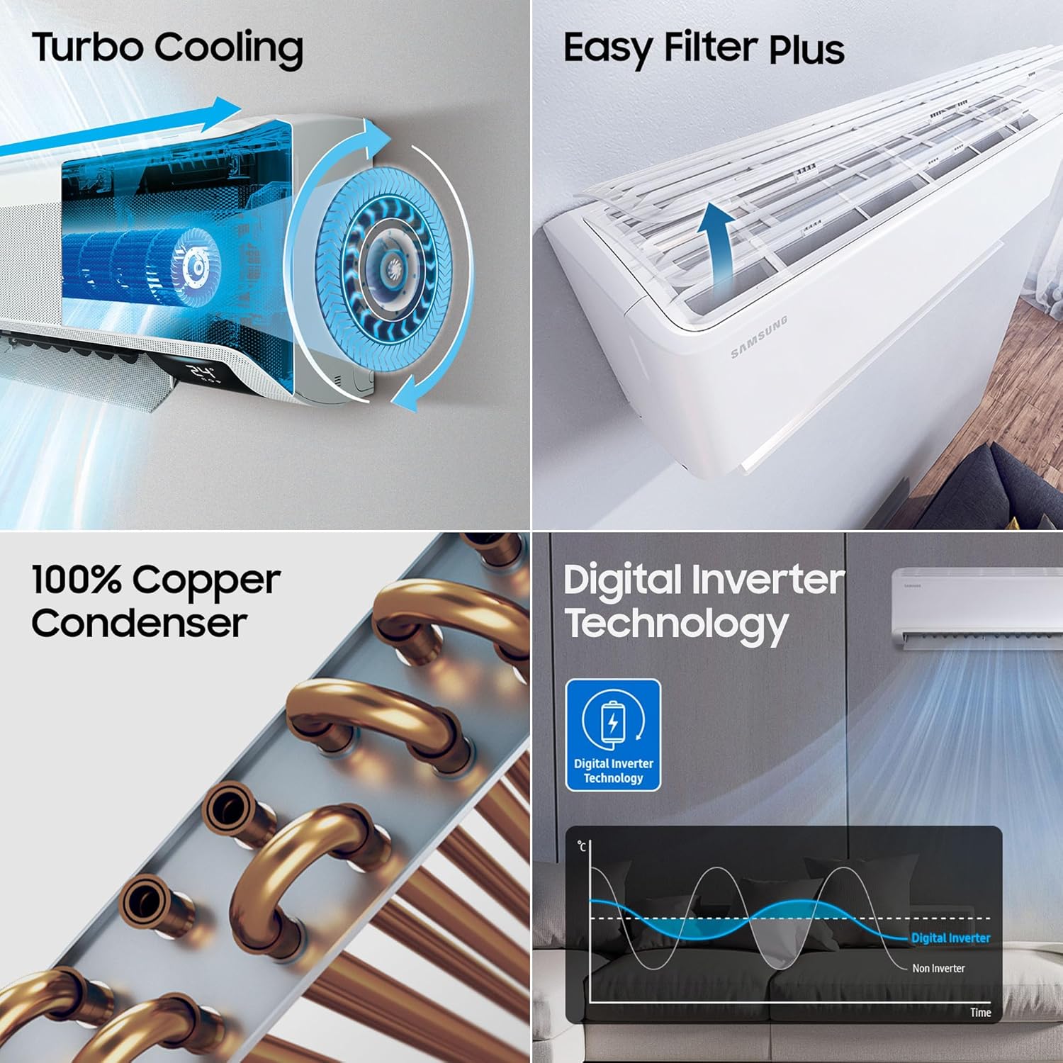 Samsung 1.5 Ton 3 Star AI Inverter Smart Split AC(AR50H19D1XHNNA)