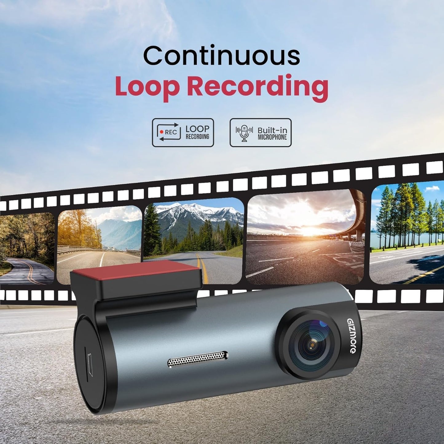 Gizmore Auto Sight Wi-Fi Dash Camera – 1080p Full HD Car Camera with 360° Rotatable Design