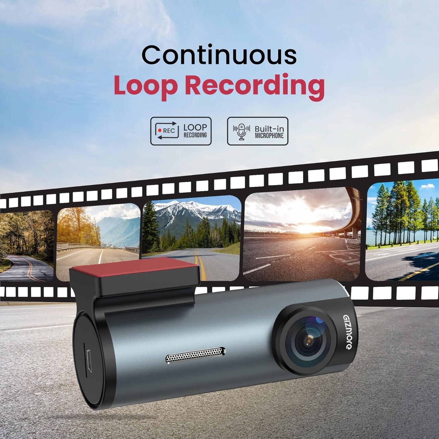 Gizmore Auto Sight Wi-Fi Dash Camera – 1080p Full HD Car Camera with 360° Rotatable Design