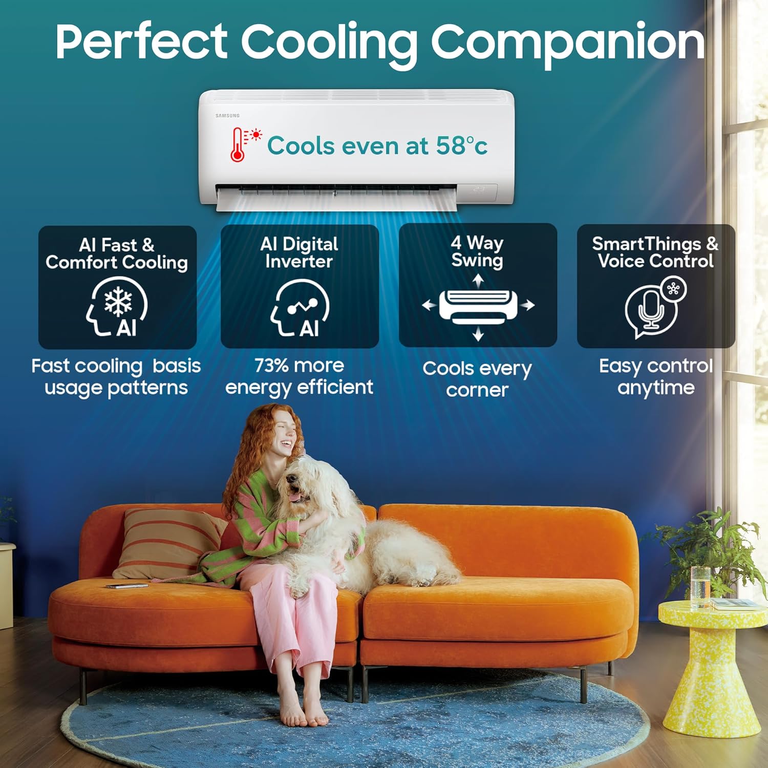 Samsung 1.5Ton 5Star,New Star rated, Bespoke AI Inverter Smart Split AC (AR50H18D1NH)