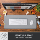 Logitech Desk Mat - Studio Series, Multifunctional Large Desk Pad, Mid Grey