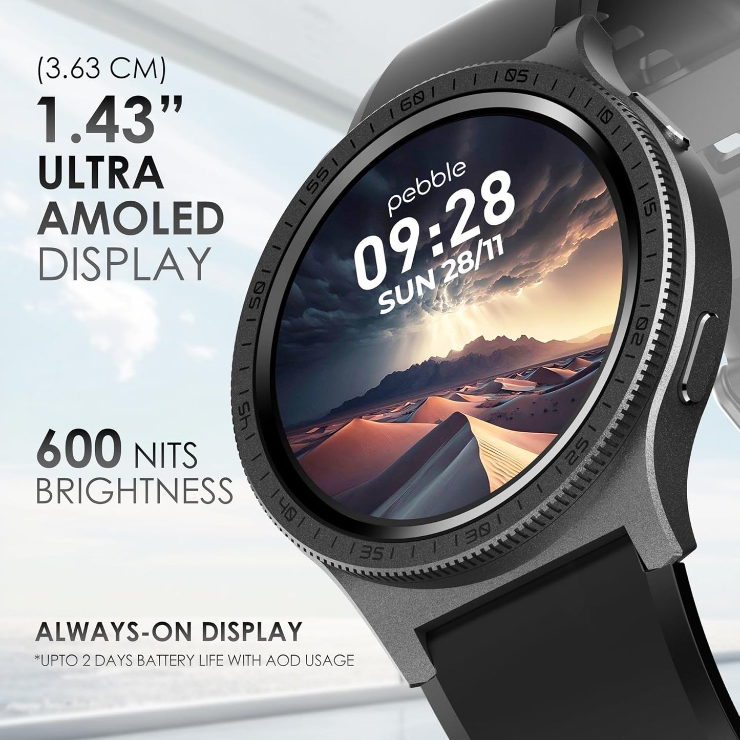 Pebble Revolve Pro Rotating Bezel with Ultra AMOLED Smartwatch
