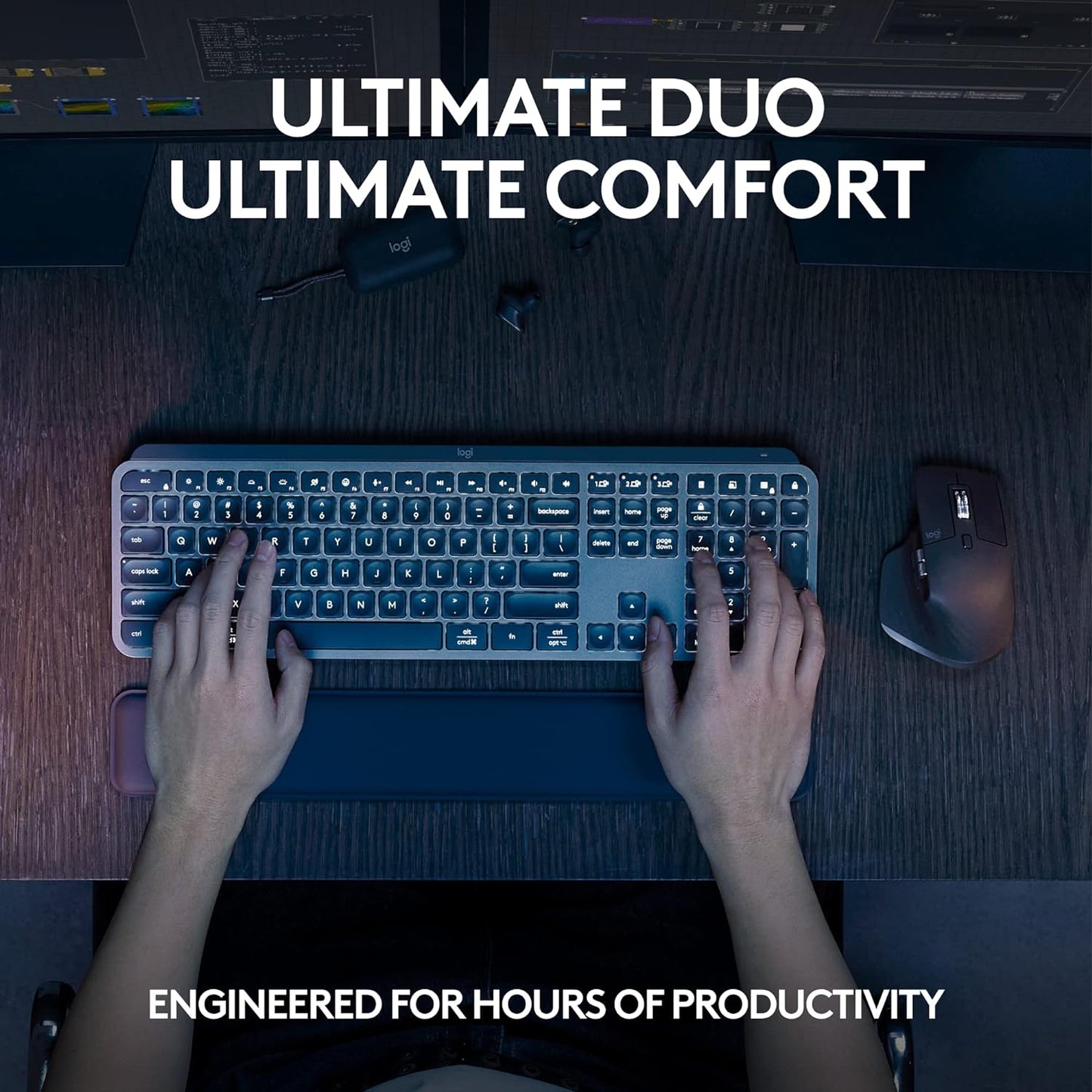 Logitech MX Keys S Combo - Performance Wireless Keyboard and Mouse with Palm Rest