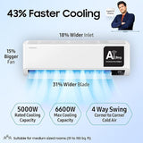 Samsung 1.5 Ton 3 Star Wi-fi Enabled, Inverter Split AC Copper, Convertible 5-in-1 Cooling Mode (AR18CY3YAWK) White