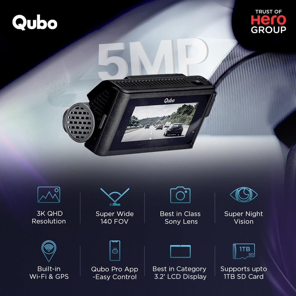 Qubo Car Dash Cam 3k (Front+Rear)