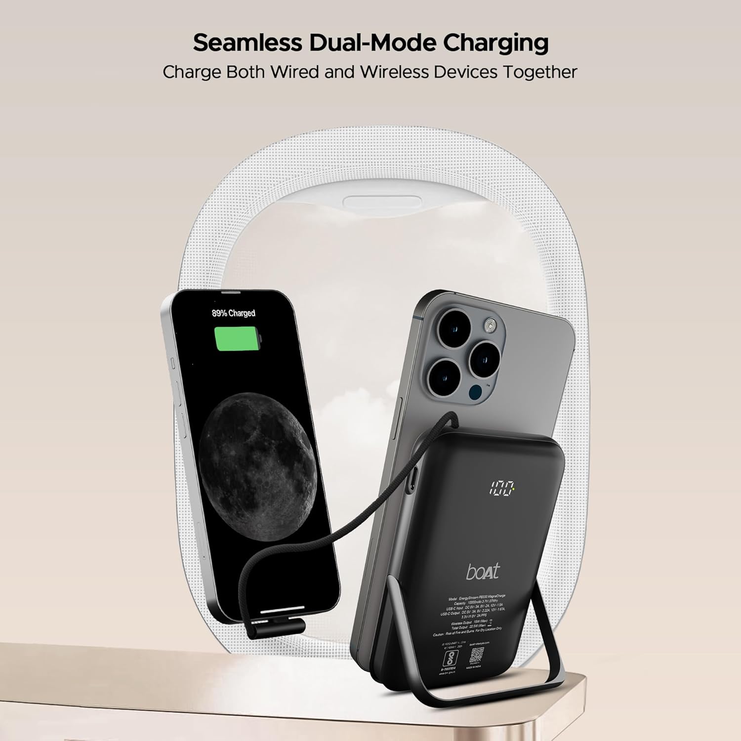 Boat Energyshroom PB330 10000 mAh Magnetic Wireless Power Bank