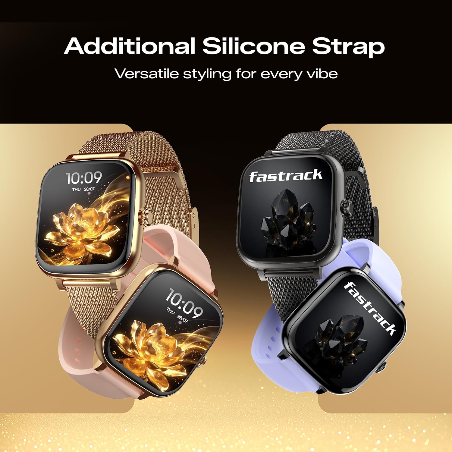 Fastrack Noir Rizz Smart Watch for Women -Rose Gold