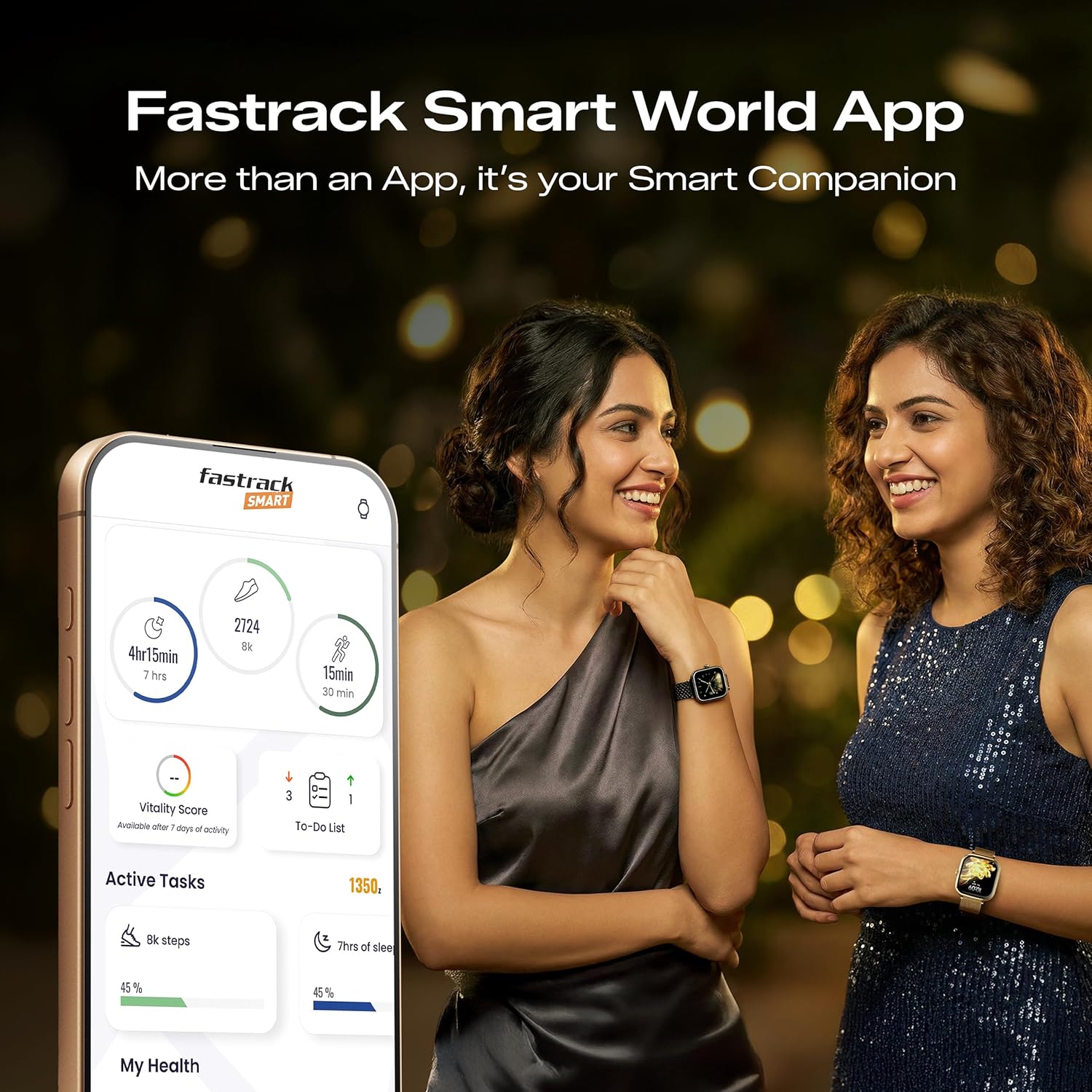 Fastrack Noir Rizz Smart Watch for Women -Rose Gold