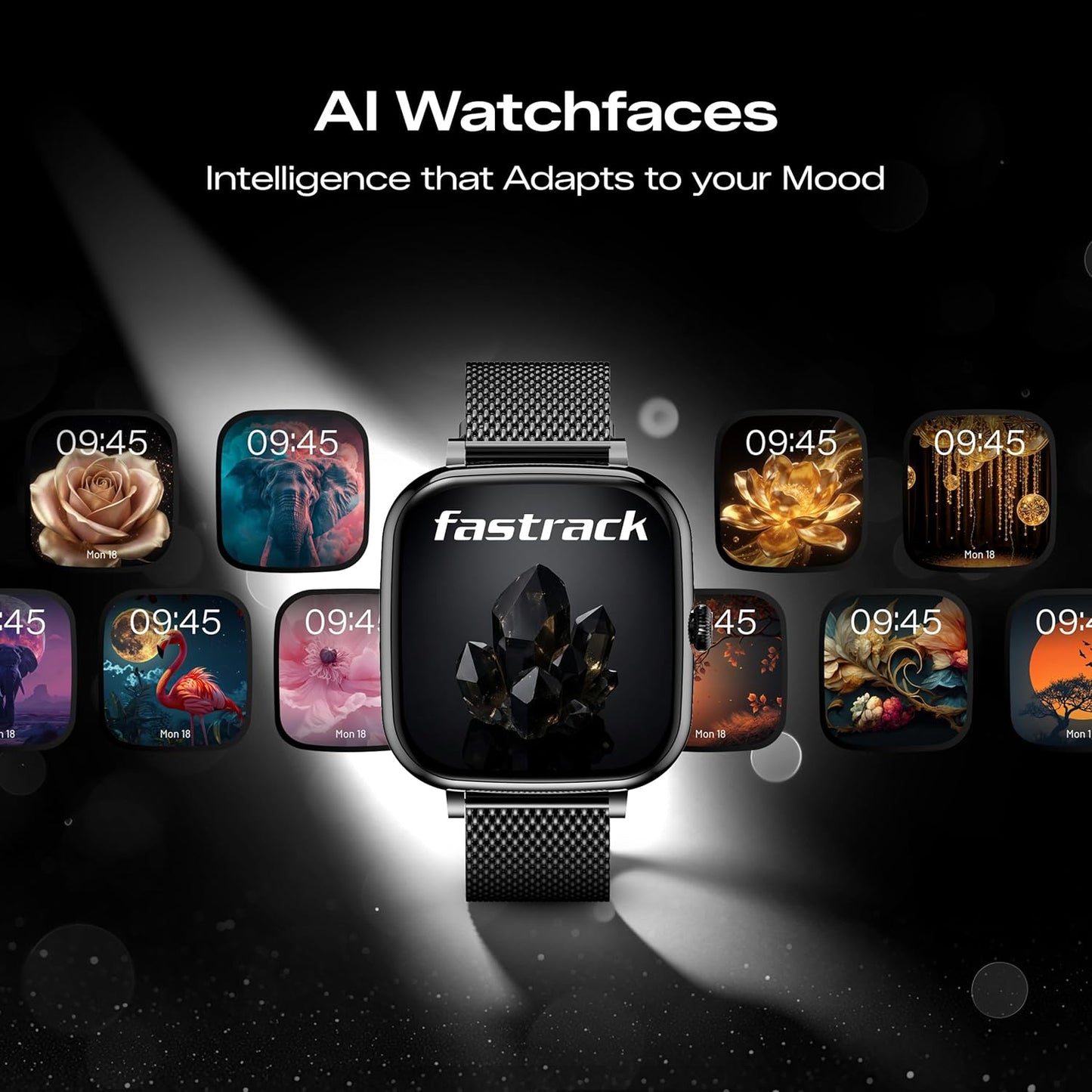 Fastrack Noir Rizz Smart Watch for Women -Rose Gold