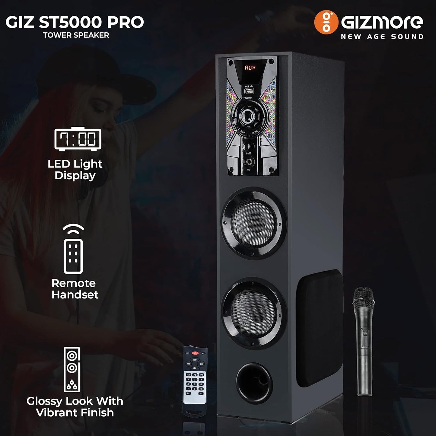 GIZMORE ST5000 PRO 50W Bluetooth Tower Speaker