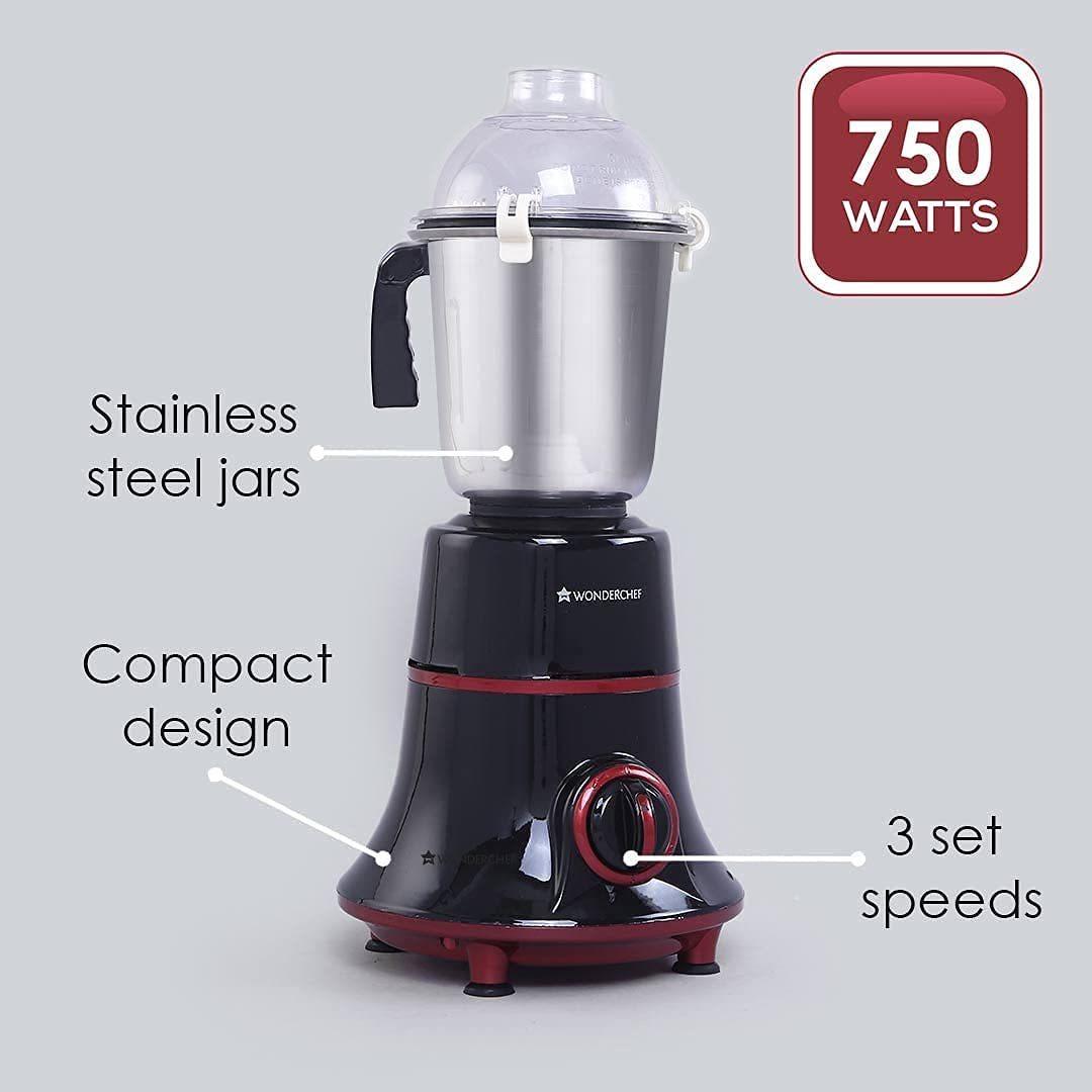 Wonderchef Glory Mixer Grinder, 750 W with 4 Stainless Steel Jars