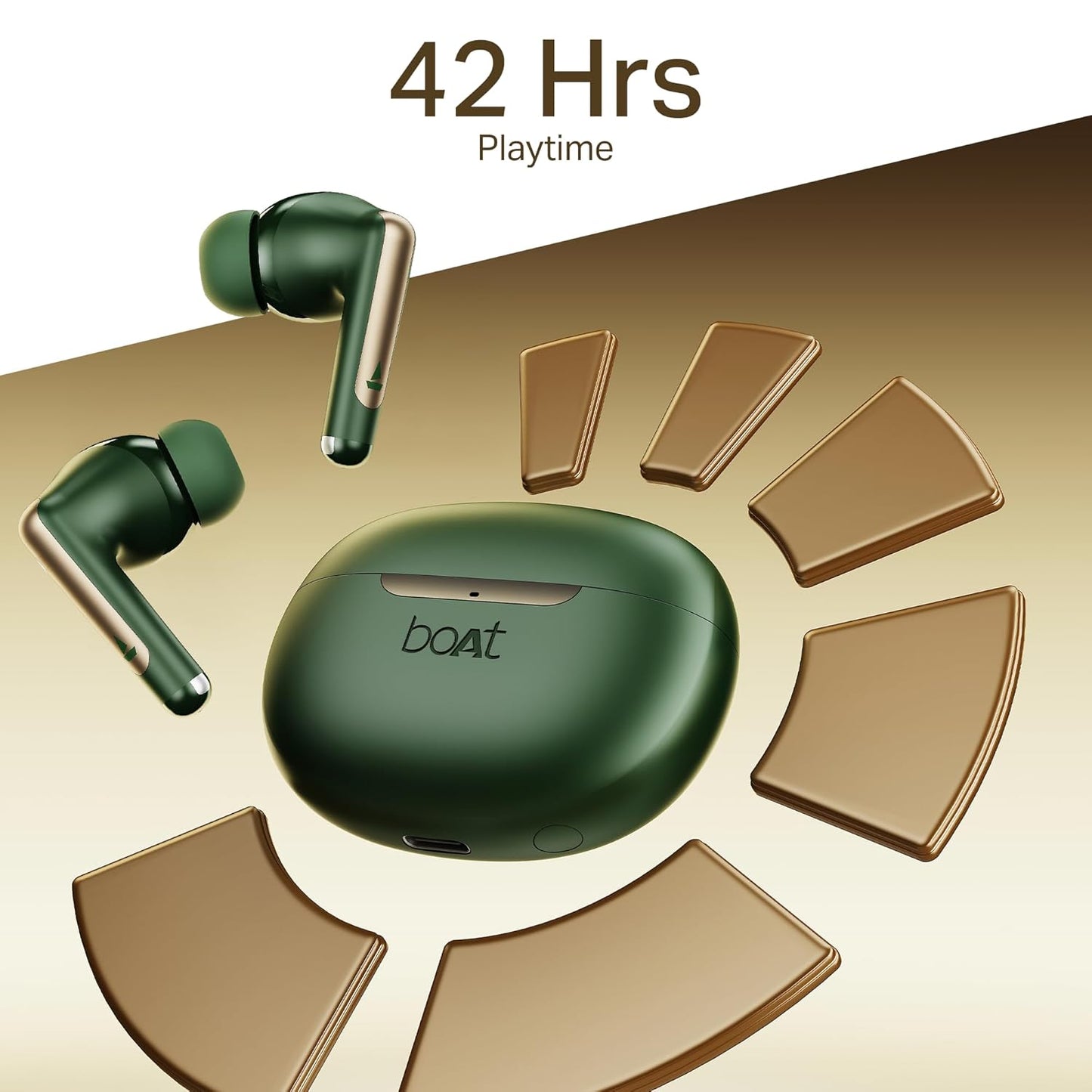 Boat Airdopes 141 Elite ANC Wireless Earphones with mic (Green)