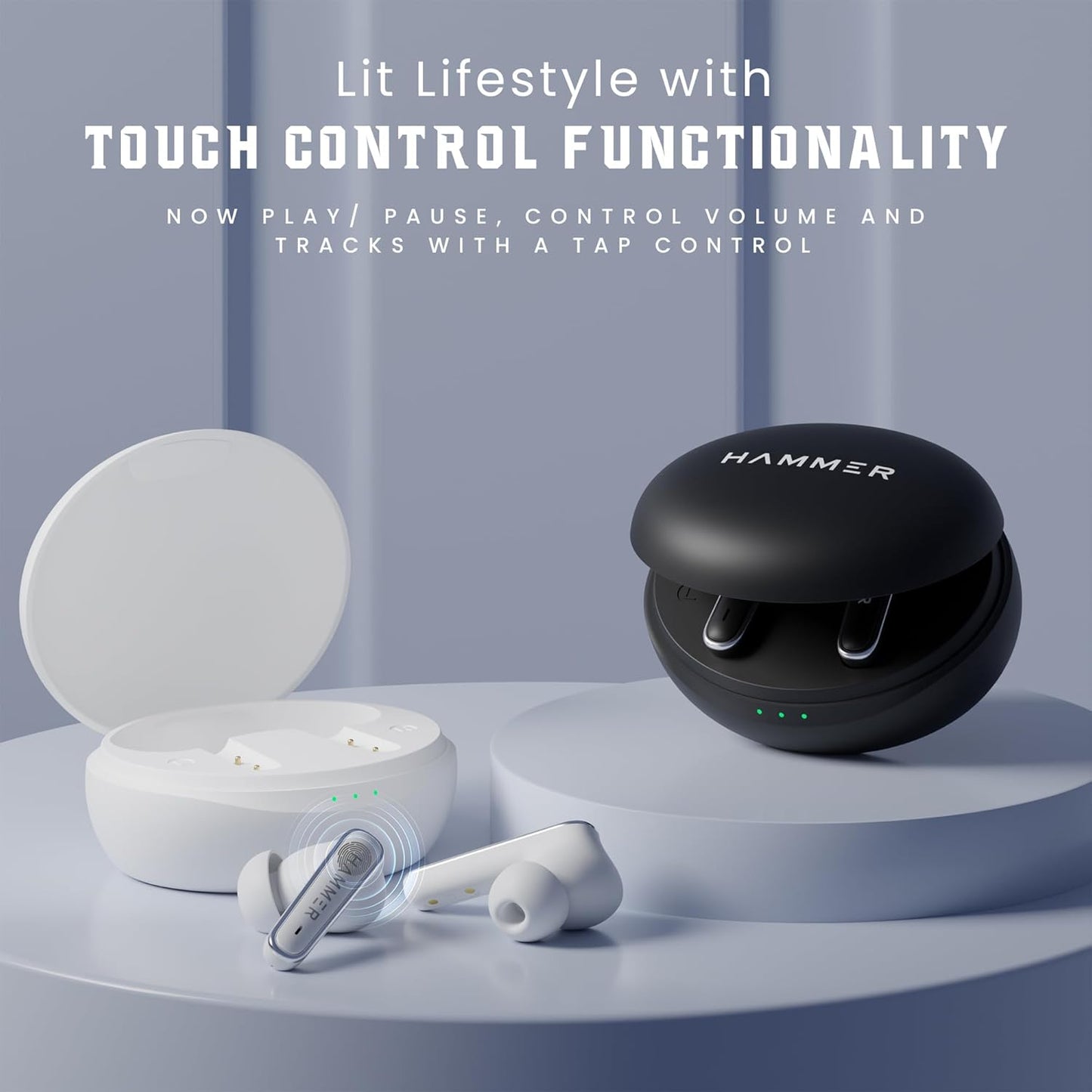 HAMMER Airflow Lit True Wireless Earbuds (White)