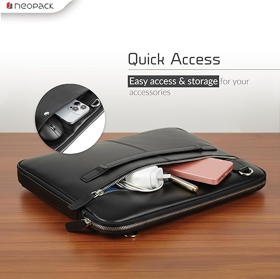 Neopack 14.2-inch Nova Sling Sleeve Genuine Leather Laptop Bag