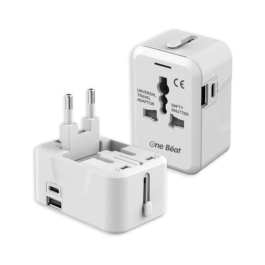 One Beat Worldwide Universal Travel Adapter with Type C, USB A Ports (OB-201000-C)