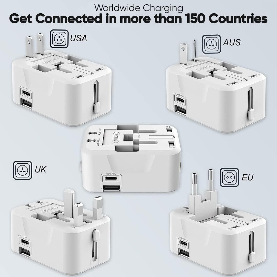 One Beat Worldwide Universal Travel Adapter with Type C, USB A Ports (OB-201000-C)