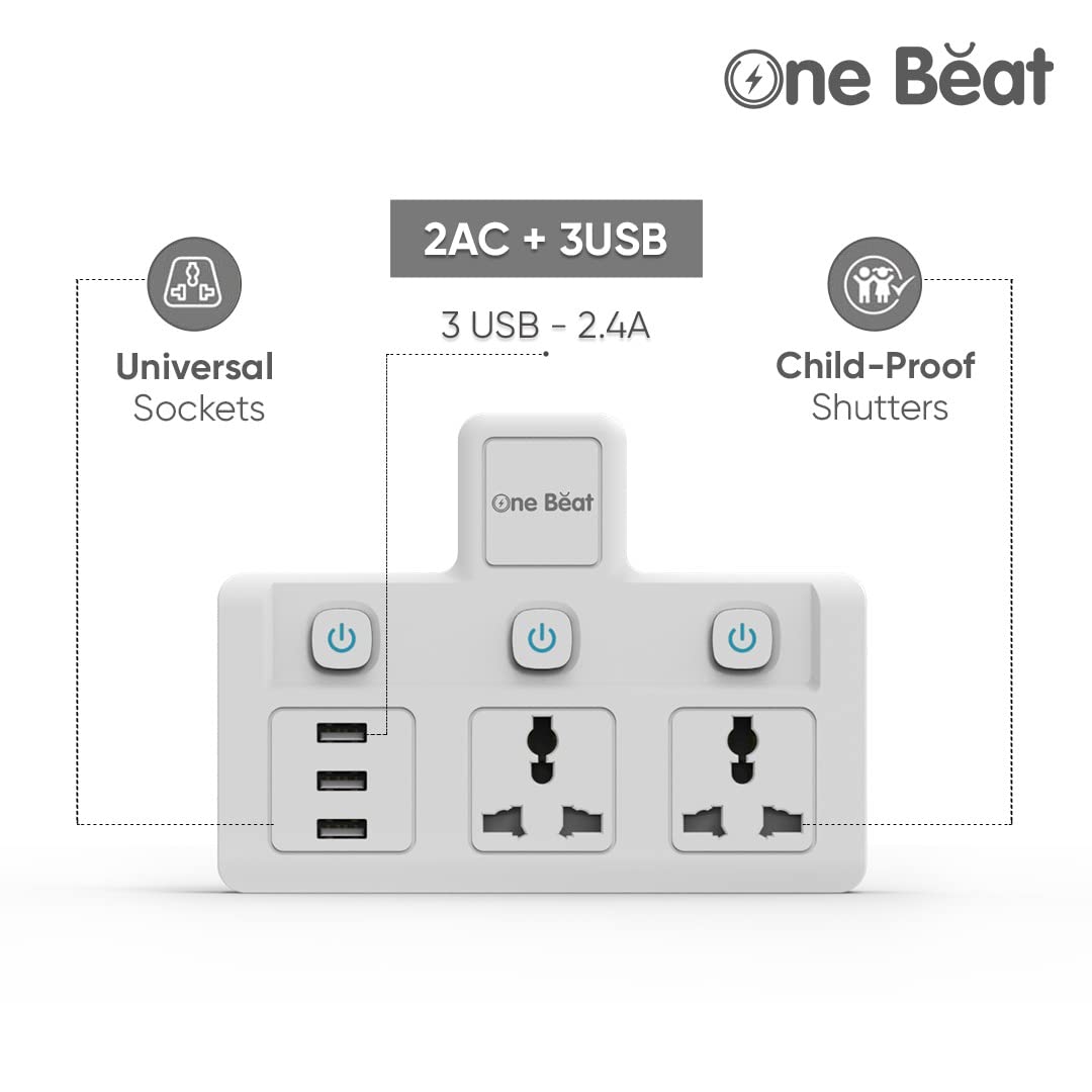 One Beat Cordless Extension Board with 3 USB Socket (OB-2023-U)