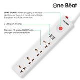 One Beat Extension Board with 4 Socket, 2USB Ports and 4 Meter Power Cord (OB-20424-U)