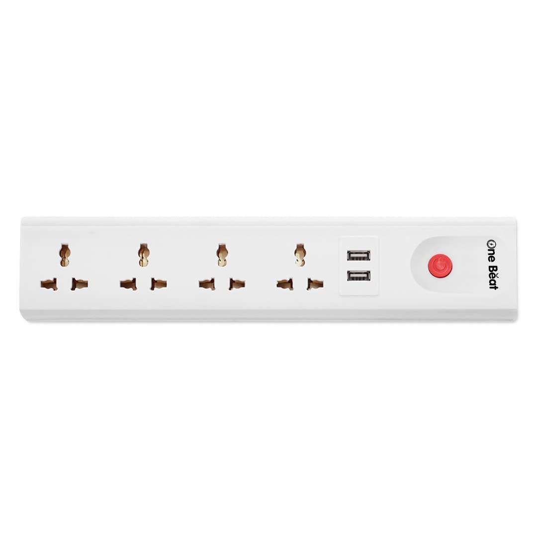 One Beat Extension Board with 4 Socket, 2USB Ports and 2 Meter Power Cord (OB-20422-U)