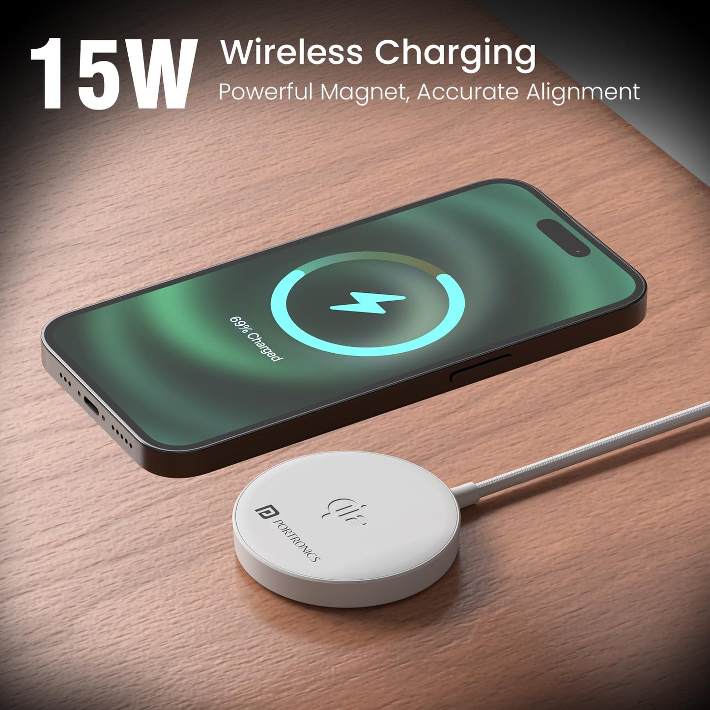 Portronics 15W Qi2 Certified Fast Wireless Charger