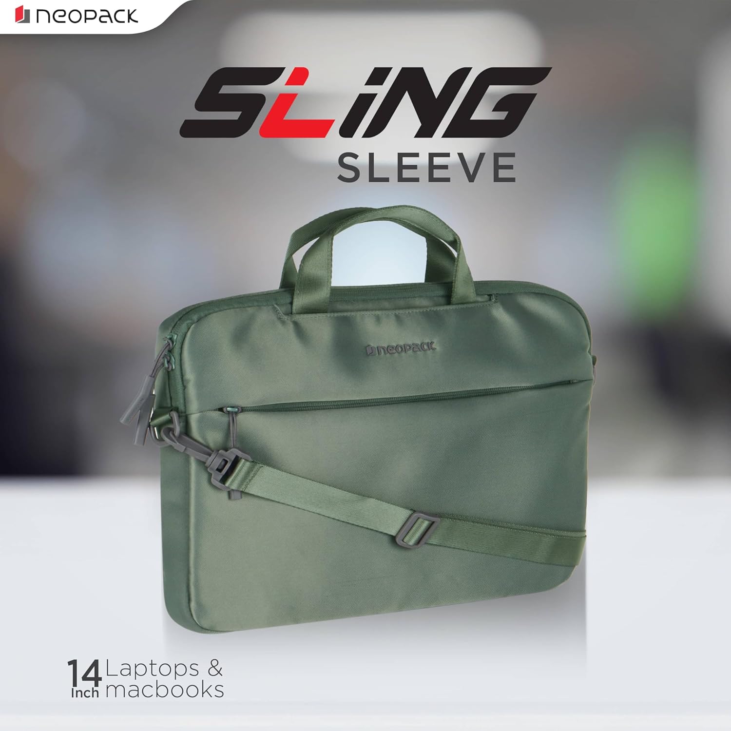 Neopack Sling Sleeve Slim Laptop Bag- (Green)