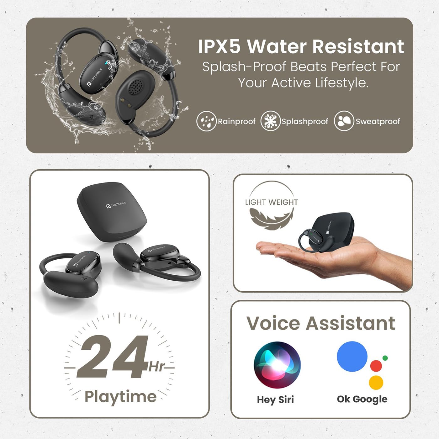 Portronics Harmonics Twins 31 Over Ear OWS Smart Wireless Earbuds