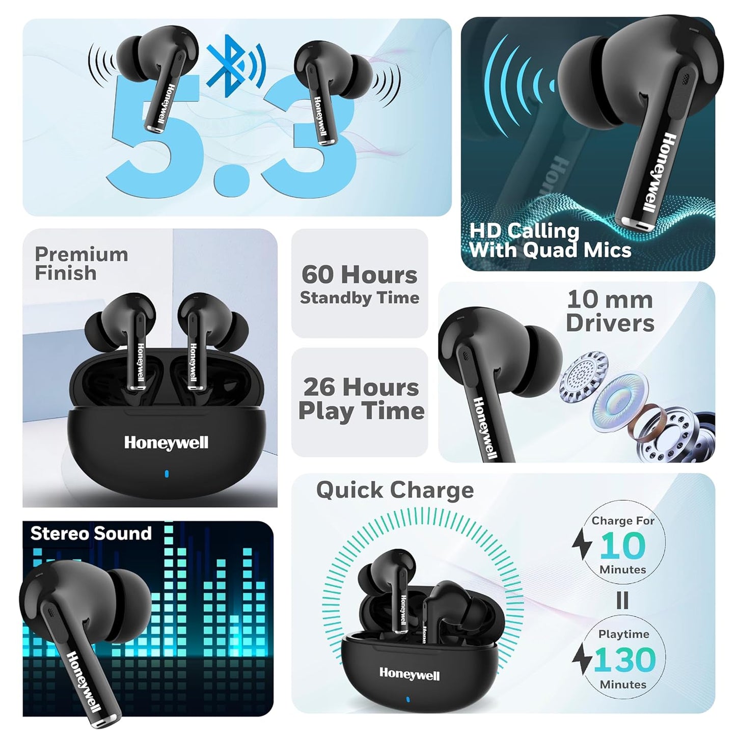 Honeywell Moxie V1200 Earbuds ( black)