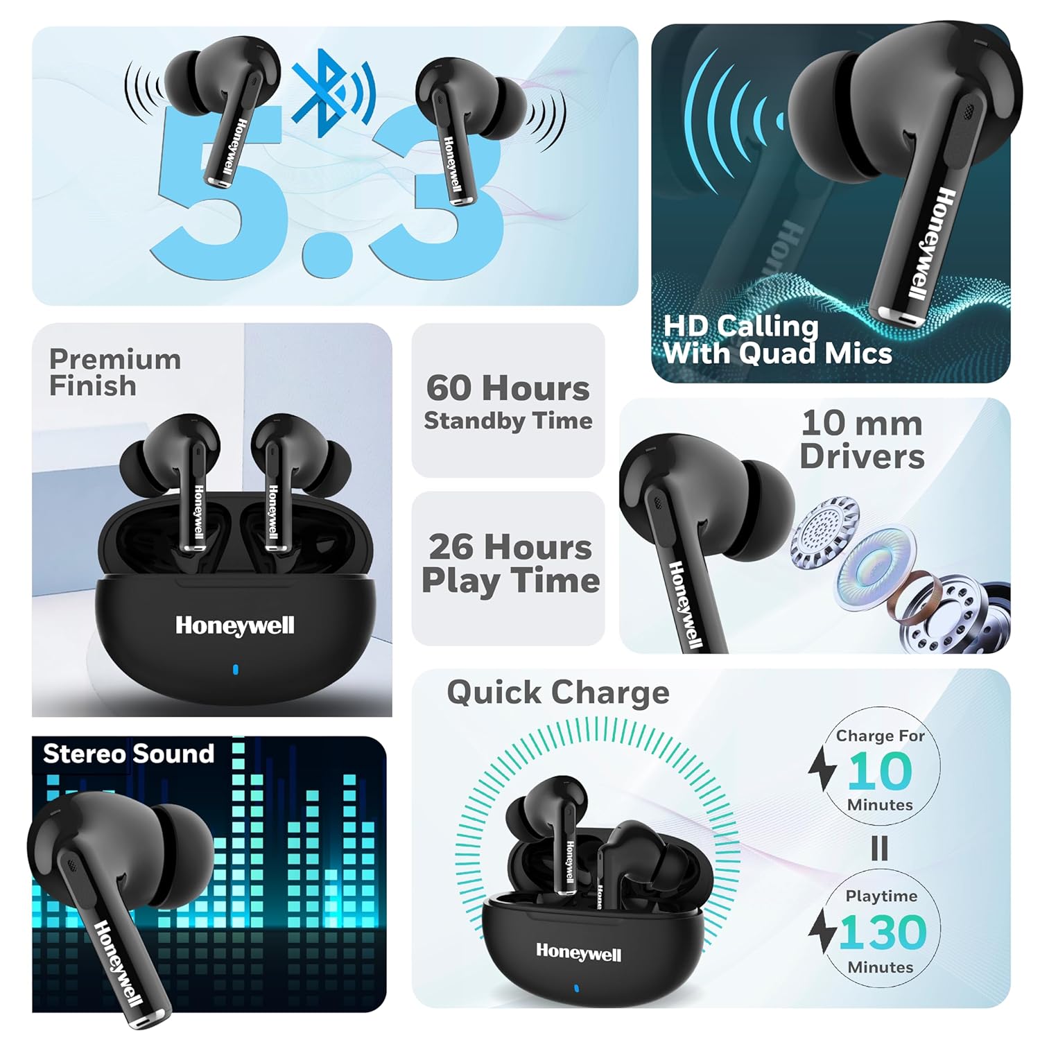 Honeywell Moxie V1200 Earbuds ( black)