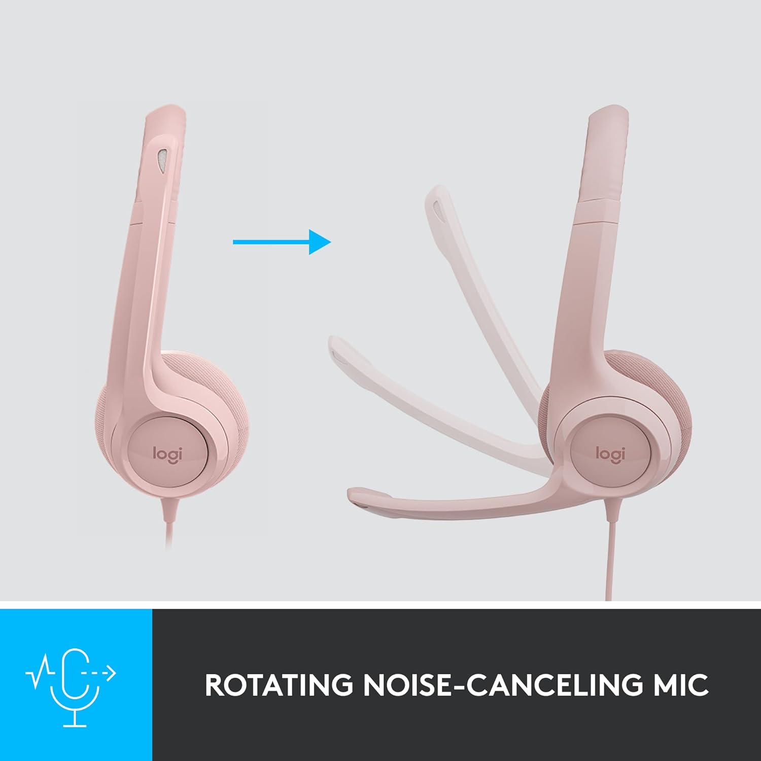Logitech H390 Wired Headset for PC/Laptop, with Noise Cancelling Microphone, USB-A, In-Line Controls, Works with Chromebook