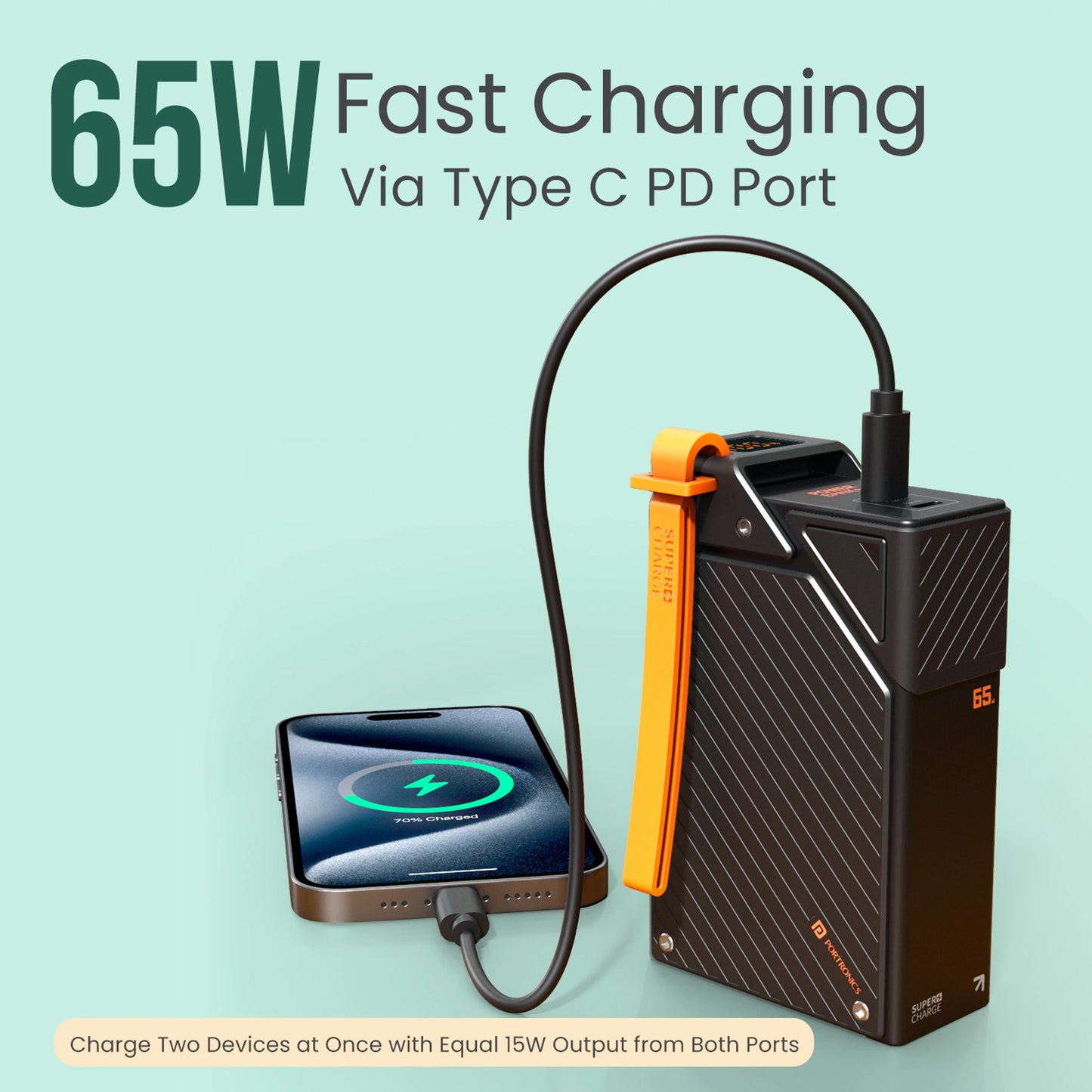 Portronics 20000 mAh 65 W Compact Power Bank (Black, Lithium Polymer, Fast Charging for Mobile, Tablet)