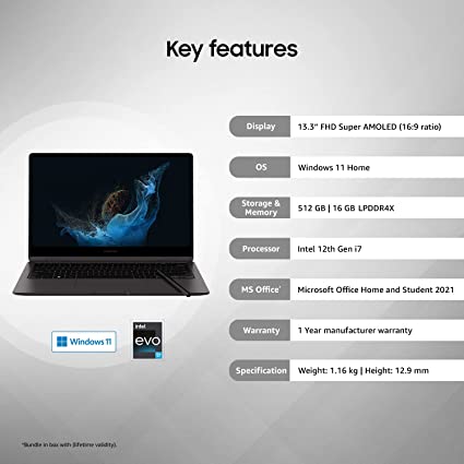 Notebook Samsung Book 2 360 13.3 Core i5 16GB, 512GB SSD NP730QED