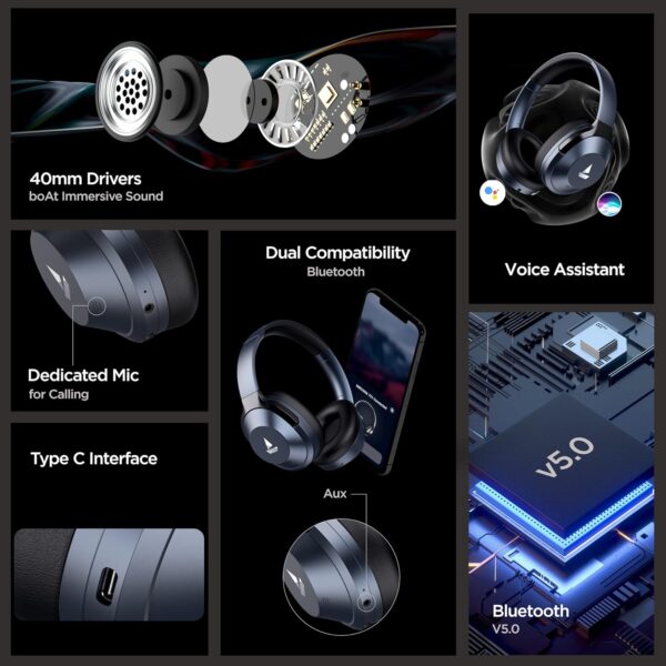 Boat Nirvana 751 ANC  Noise Cancelling Wireless Bluetooth Headphones - Image 4
