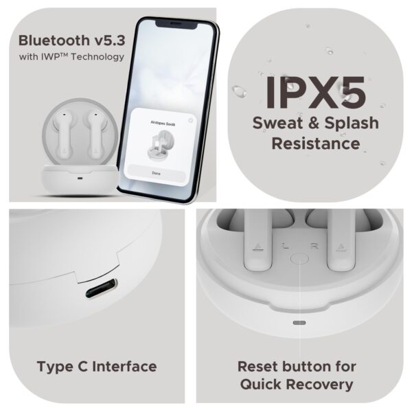 Boat Airdopes Sonik  Earbuds-(Tranquil White) - Image 5