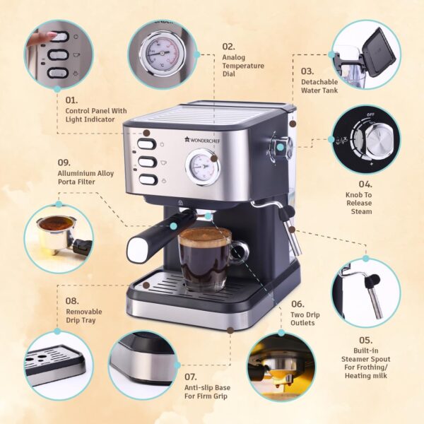 Wonderchef Regenta Espresso Coffee Machine - Image 3