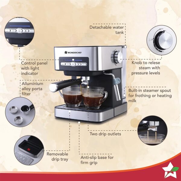 Wonderchef Regalia Espresso Coffee Maker 20 Bar - Image 4