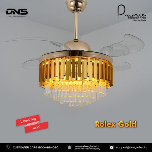 prime Rolex Gold fan with remote