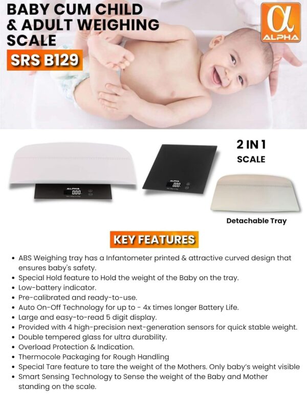 Alpha Scales SRSB129 - 3 in 1 Digital Baby Weighing Scales