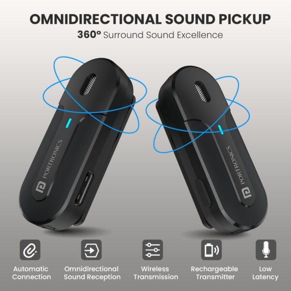 Portronics Vlogmate 2 Dual Wireless Microphone with Type C - Image 3