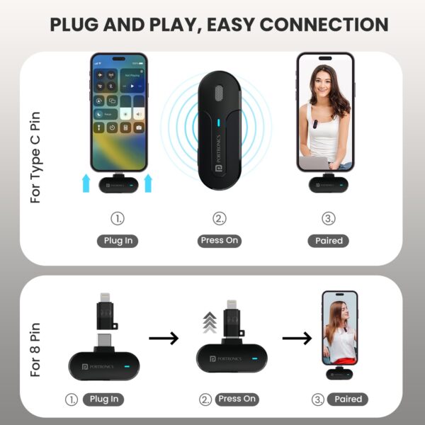 Portronics Vlogmate 2 Dual Wireless Microphone with Type C - Image 5