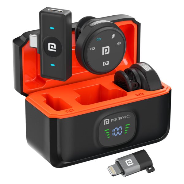 Portronics Vlogmate 3 Dual Wireless Collar  Microphone with ENC Noise
