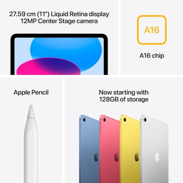 Apple iPad 11inch A16 chip 128GB, Wi-Fi 6 + 5G Cellular— Silver - Image 3