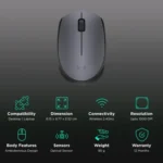 Logitech M170 Wireless Optical Mouse (Grey & Black) - Image 2