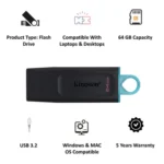 Kingston DataTraveler Exodia 64GB USB 3.2 Flash Drive (Black) - Image 4
