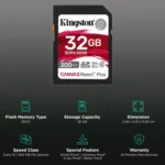 Kingston Canvas React Plus SDHC 32GB Memory Card - Image 3