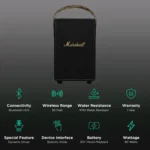 Marshall Tufton 80 Watts Portable Bluetooth Speaker (Fast Charging Capability, MS-TFT-BLKBR, Black) - Image 5