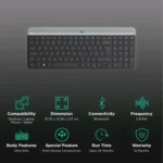 Logitech K580 Slim Multi-Device Wireless Keyboard Bluetooth/Receiver, Graphite - Image 2